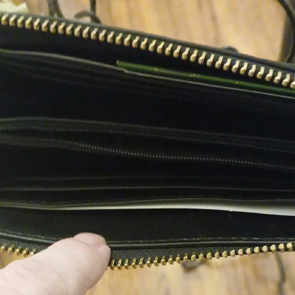 Kate Spade Black Textured Crossbody Bag with Gold Detail